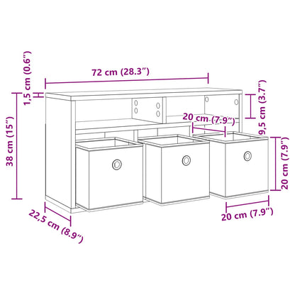 Lowboard with Drawer White 72 x 22.5 x 38 cm