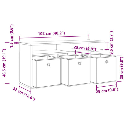 Lowboard with Drawer Concrete Grey 102 x 32 x 48.5 cm