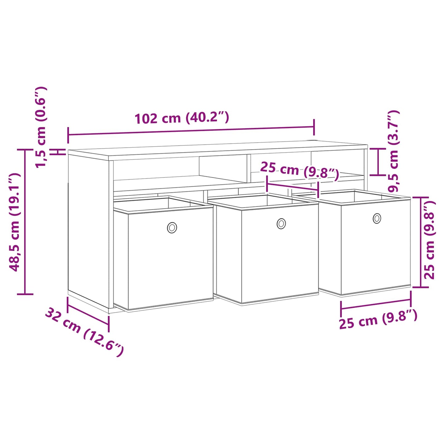 Lowboard with Drawer Artisan Oak 102 x 32 x 48.5 cm