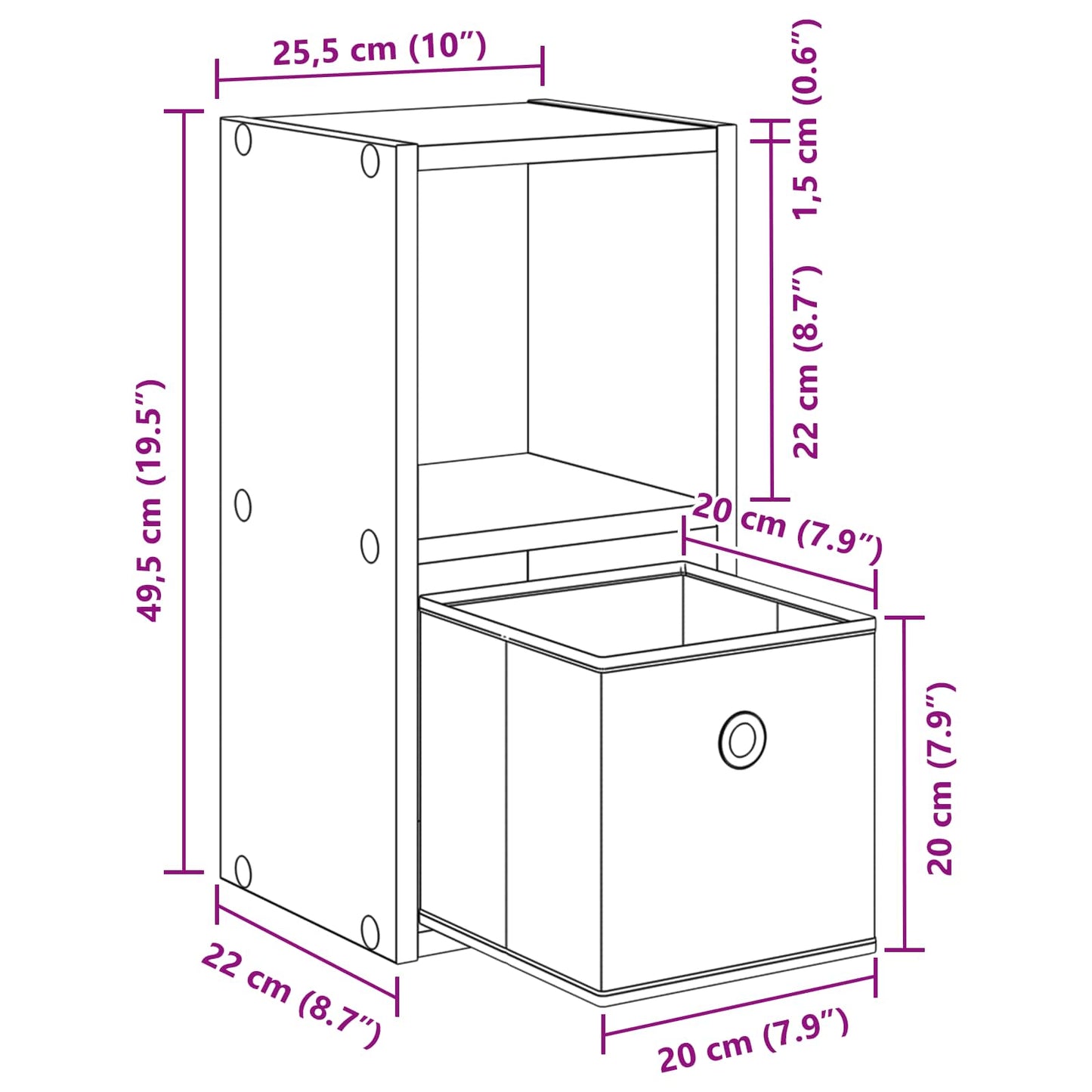 Bedside Table Sonoma Oak 25.5 x 22 x 49.5 cm Engineered Wood