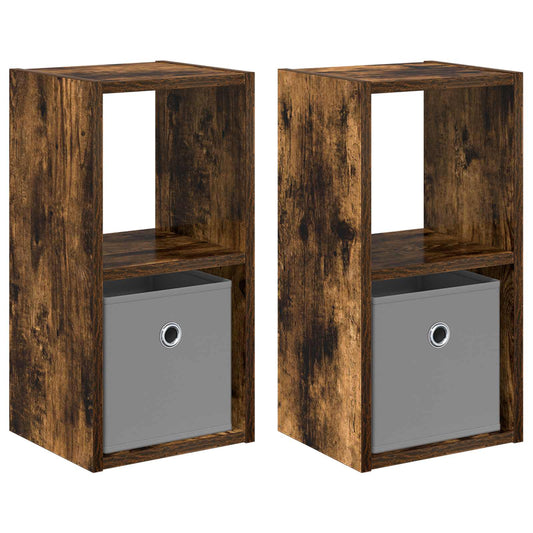 Bedside Table with Drawer 2 pcs Smoked Oak 25.5 x 22 x 49.5 cm