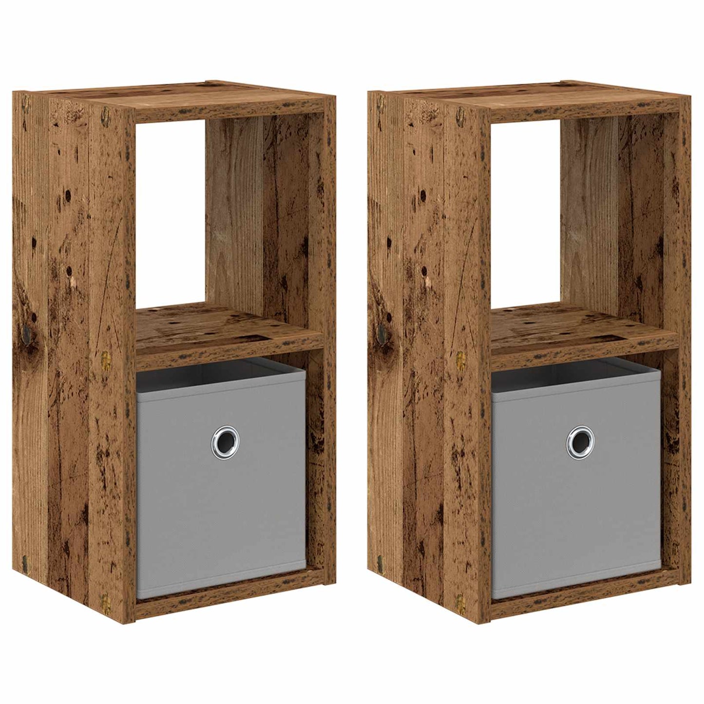 Bedside Table with Drawer 2 pcs Old Wood 25.5 x 22 x 49.5 cm