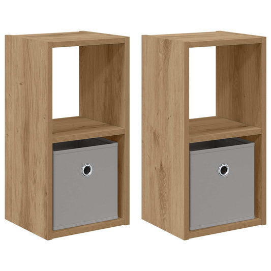 Bedside Table with Drawer 2 pcs Artisan Oak 25.5 x 22 x 49.5 cm