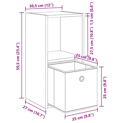 Bedside Table Grey Sonoma 30.5 x 27 x 59.5 cm Engineered Wood