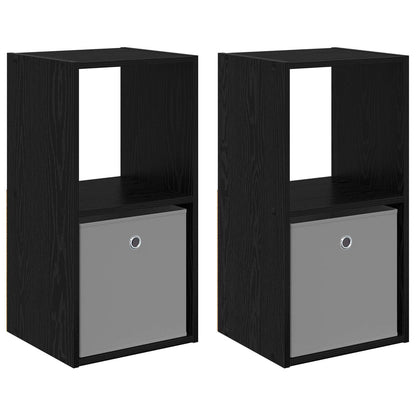 Bedside Table 2 pcs Black Oak 35 x 32 x 68.5 cm Engineered Wood