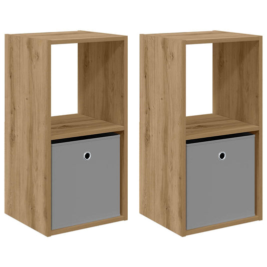 Bedside Table with Drawer 2 pcs Artisan Oak 35 x 32 x 68.5 cm