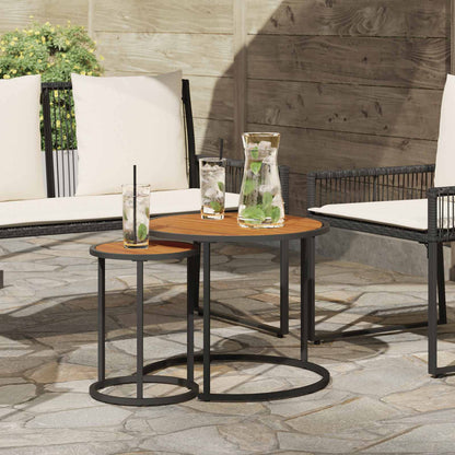 Coffee Table Set 2 pcs Natural and Black 55 x 55 x 45 cm