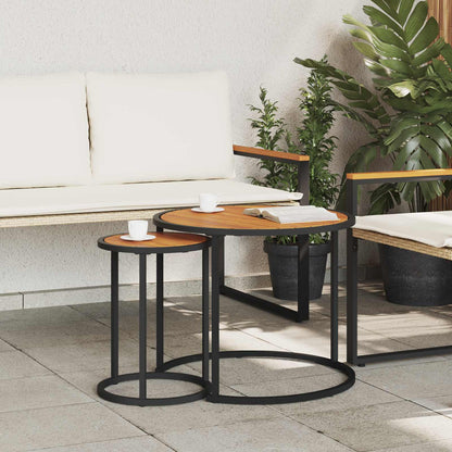 Coffee Table Set 2 pcs Natural and Black 55 x 55 x 45 cm