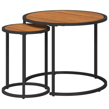 Coffee Table Set 2 pcs Natural and Black 55 x 55 x 45 cm