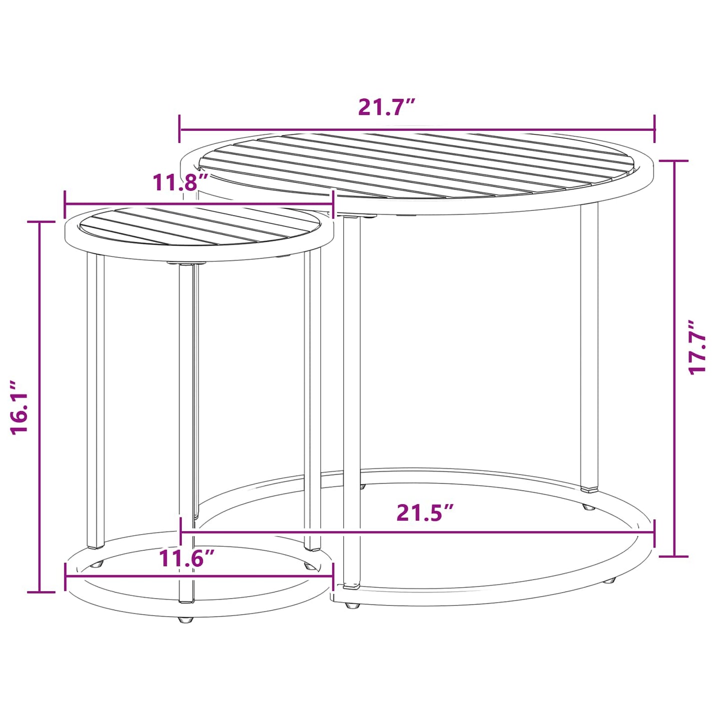 Coffee Table Set 2 pcs Natural and Black 55 x 55 x 45 cm