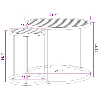 Coffee Table Set 2 pcs Natural and Black 55 x 55 x 45 cm