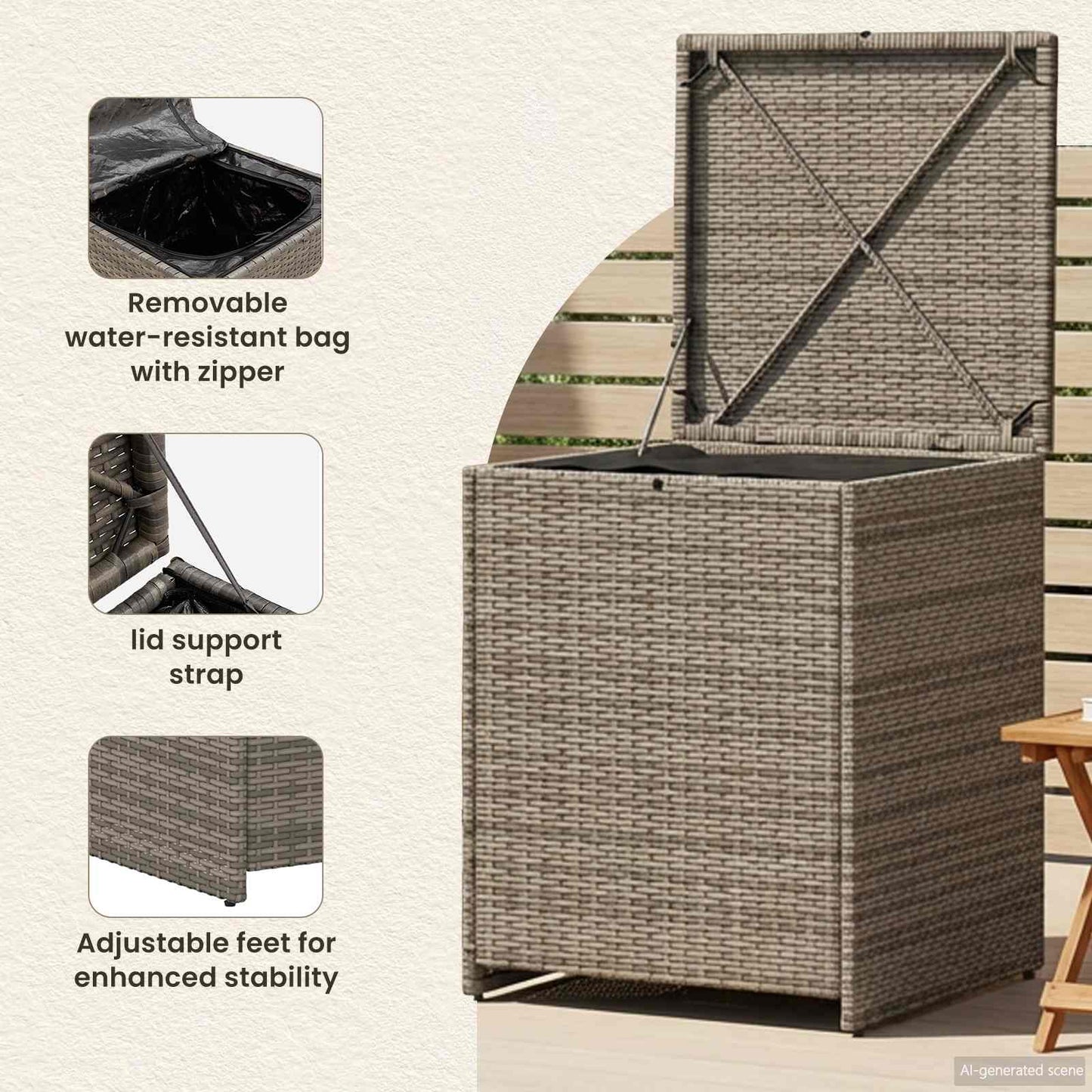 Cushion Box 55 x 55 x 69 cm steel