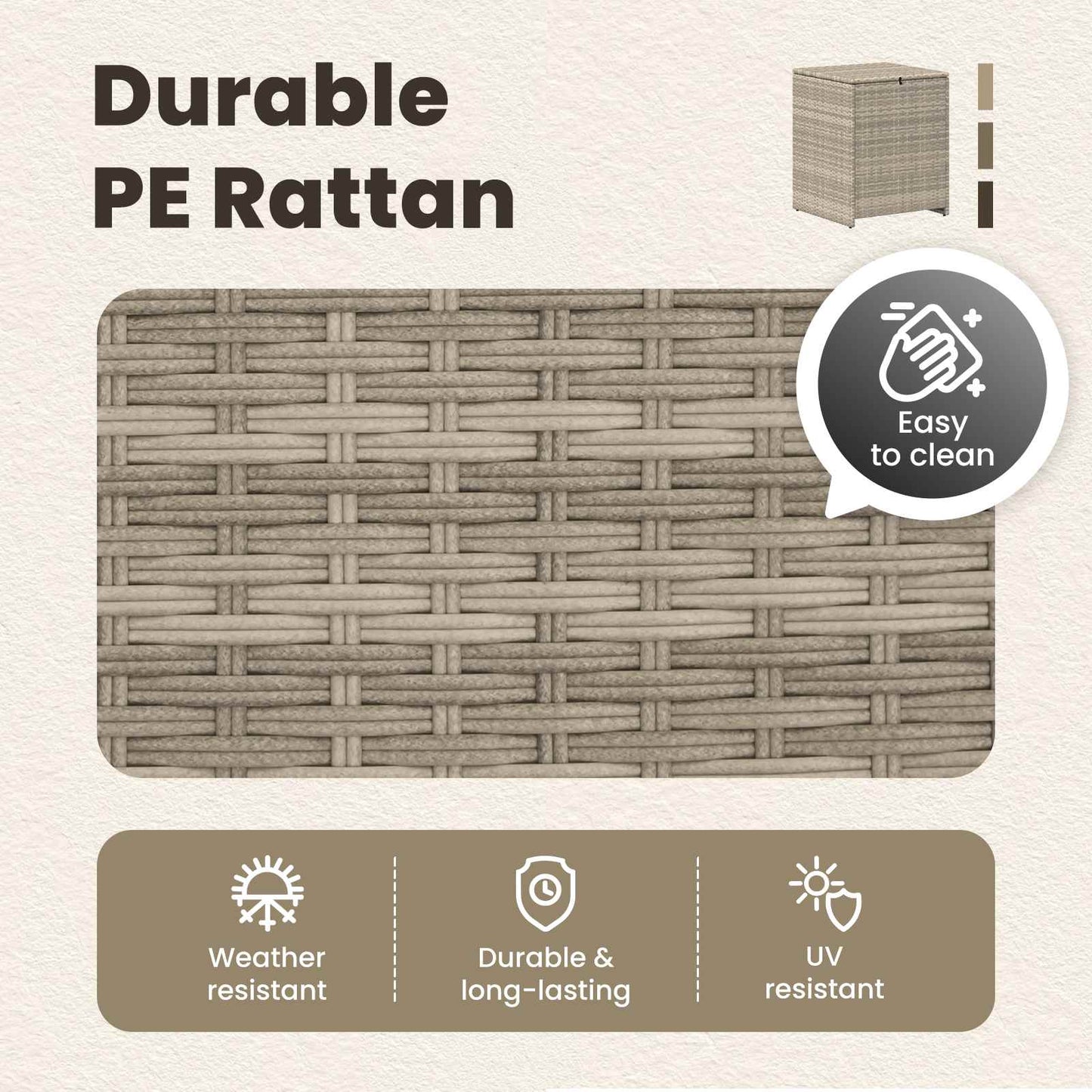 Cushion Box Light Grey 55 x 55 x 69 cm Poly Rattan