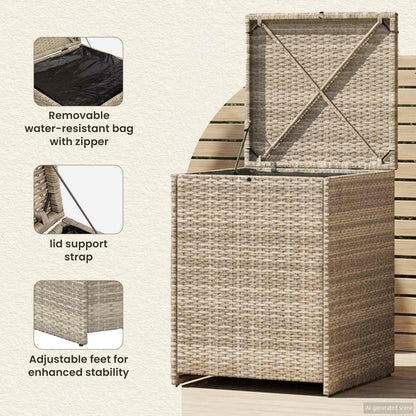 Cushion Box Light Grey 55 x 55 x 69 cm Poly Rattan