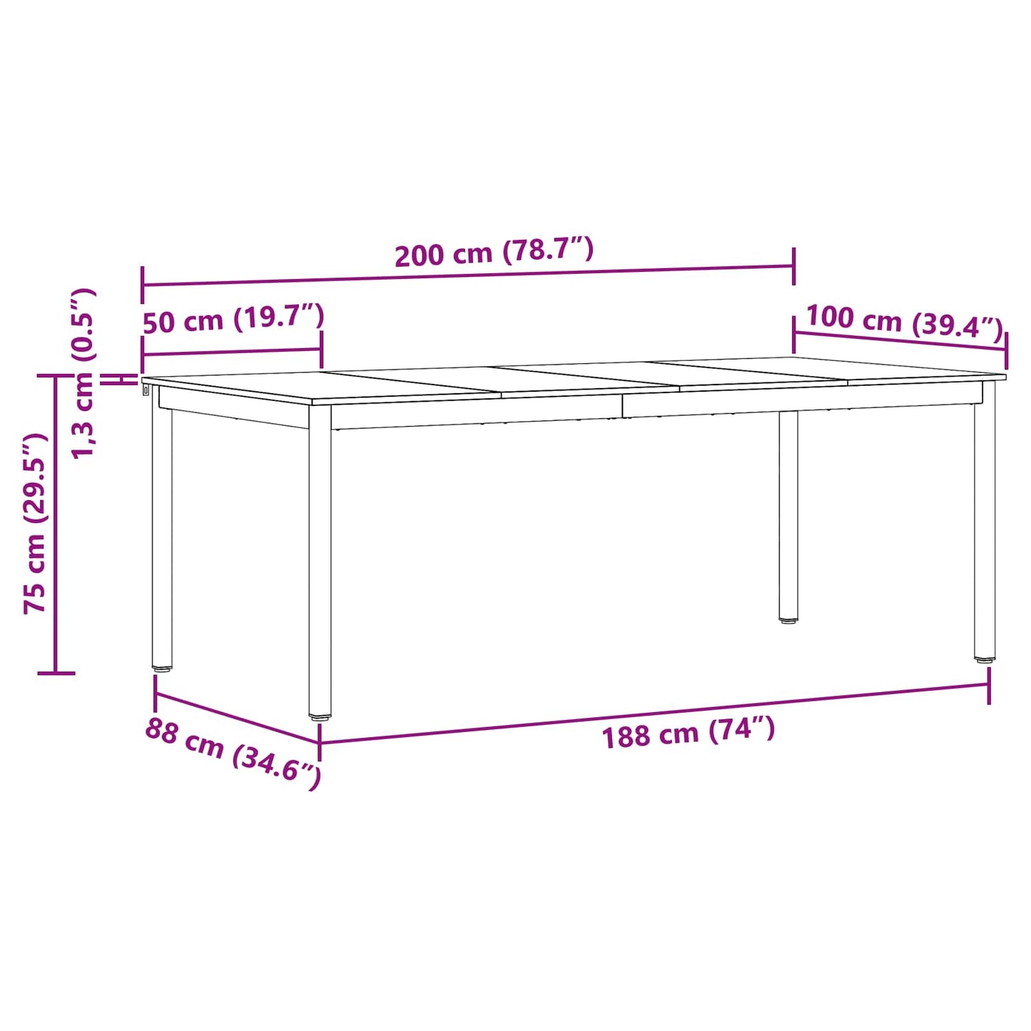 Dining Tables 200 x 100 x 75 cm Engineered Wood Rectangular