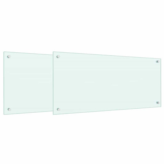 Kitchen Backsplash 2 pcs White 90 x 40 cm Tempered Glass