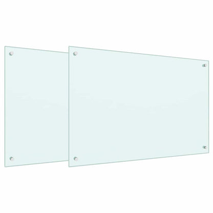 Kitchen Backsplash 2 pcs White 90 x 60 cm Tempered Glass