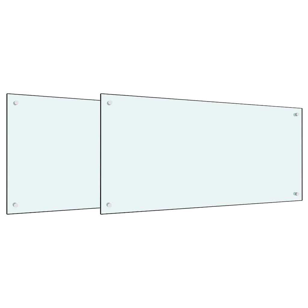 Kitchen Backsplash 2 pcs White 100 x 50 cm Tempered Glass