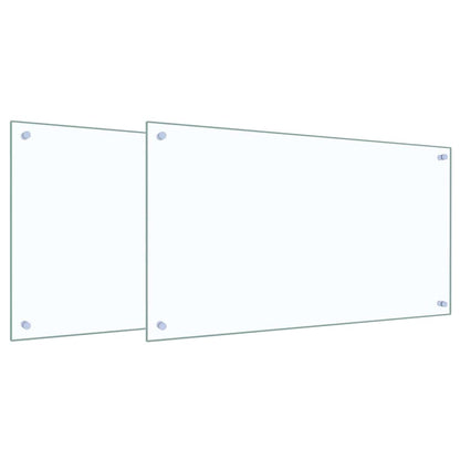 Kitchen Backsplash 2 pcs Transparent 90 x 50 cm Tempered Glass