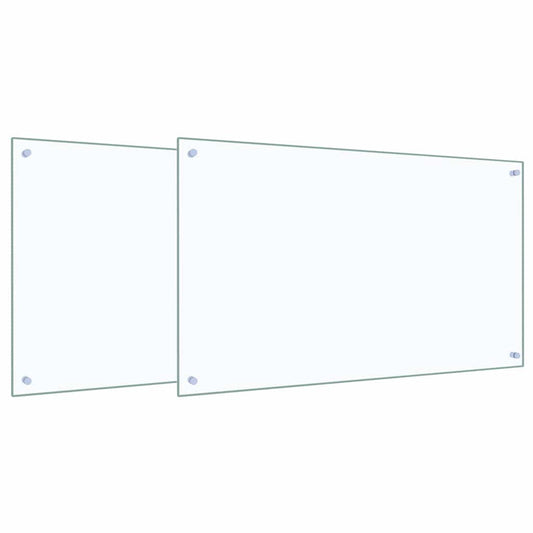 Kitchen Backsplash 2 pcs Transparent 100 x 60 cm Tempered Glass