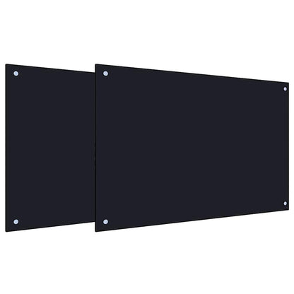 Kitchen Backsplash 2 pcs Black 90 x 60 cm Tempered Glass