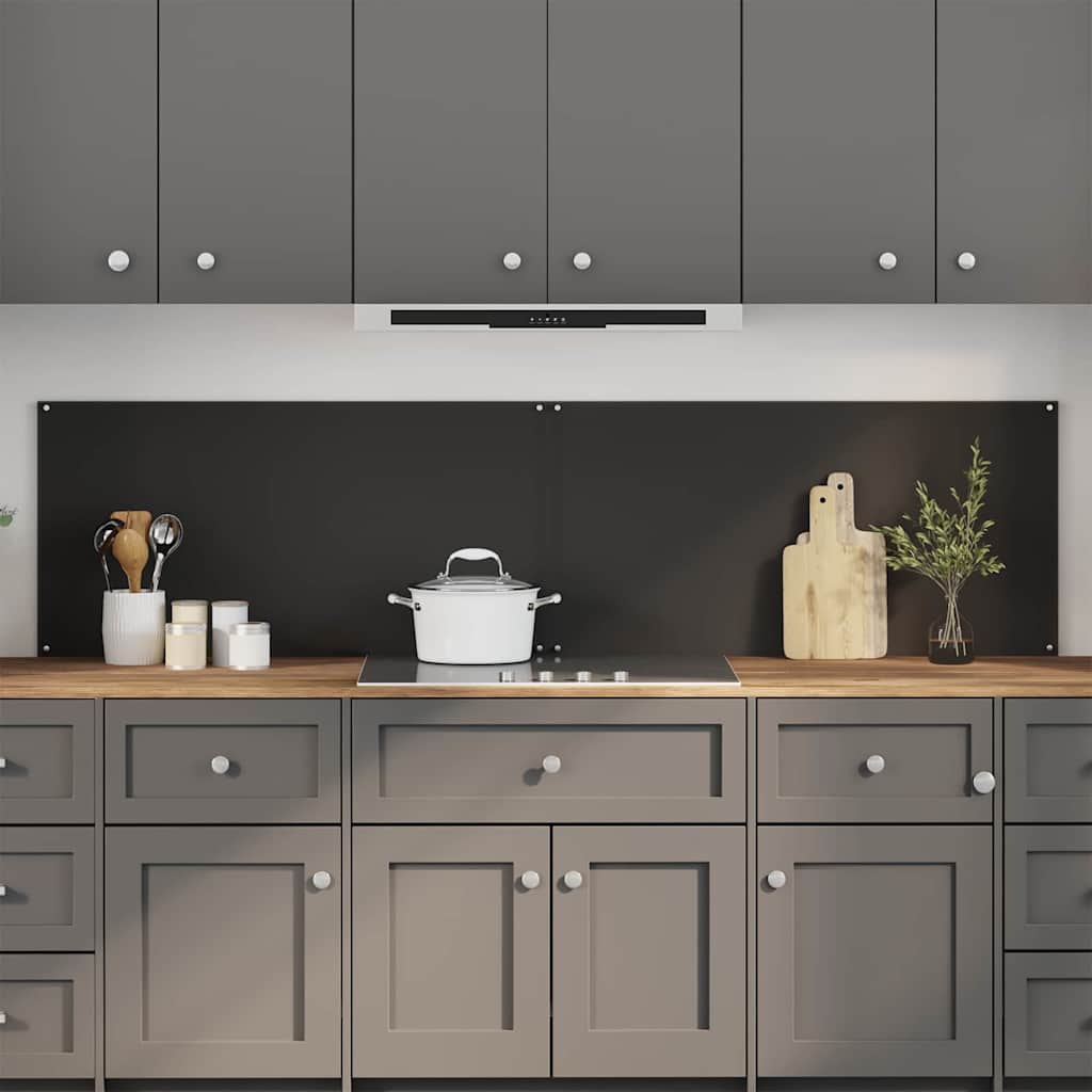 Kitchen Backsplash 2 pcs Black 100 x 50 cm Tempered Glass