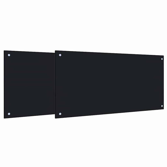 Kitchen Backsplash 2 pcs Black 100 x 50 cm Tempered Glass