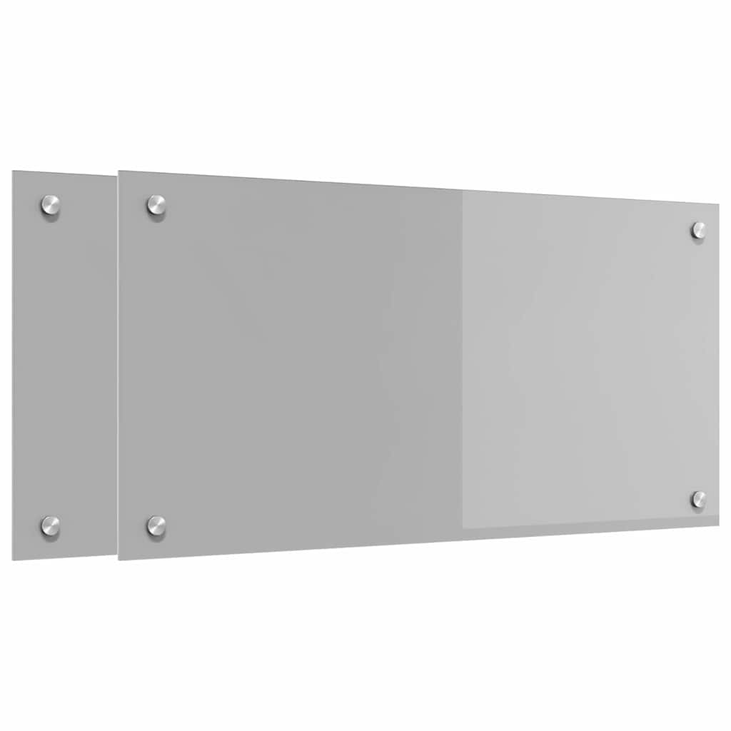 Kitchen Backsplash 2 pcs Light Grey 80 x 40 cm Tempered Glass