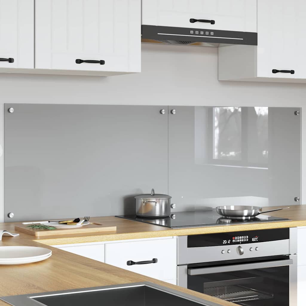 Kitchen Backsplash 2 pcs Light Grey 80 x 50 cm Tempered Glass