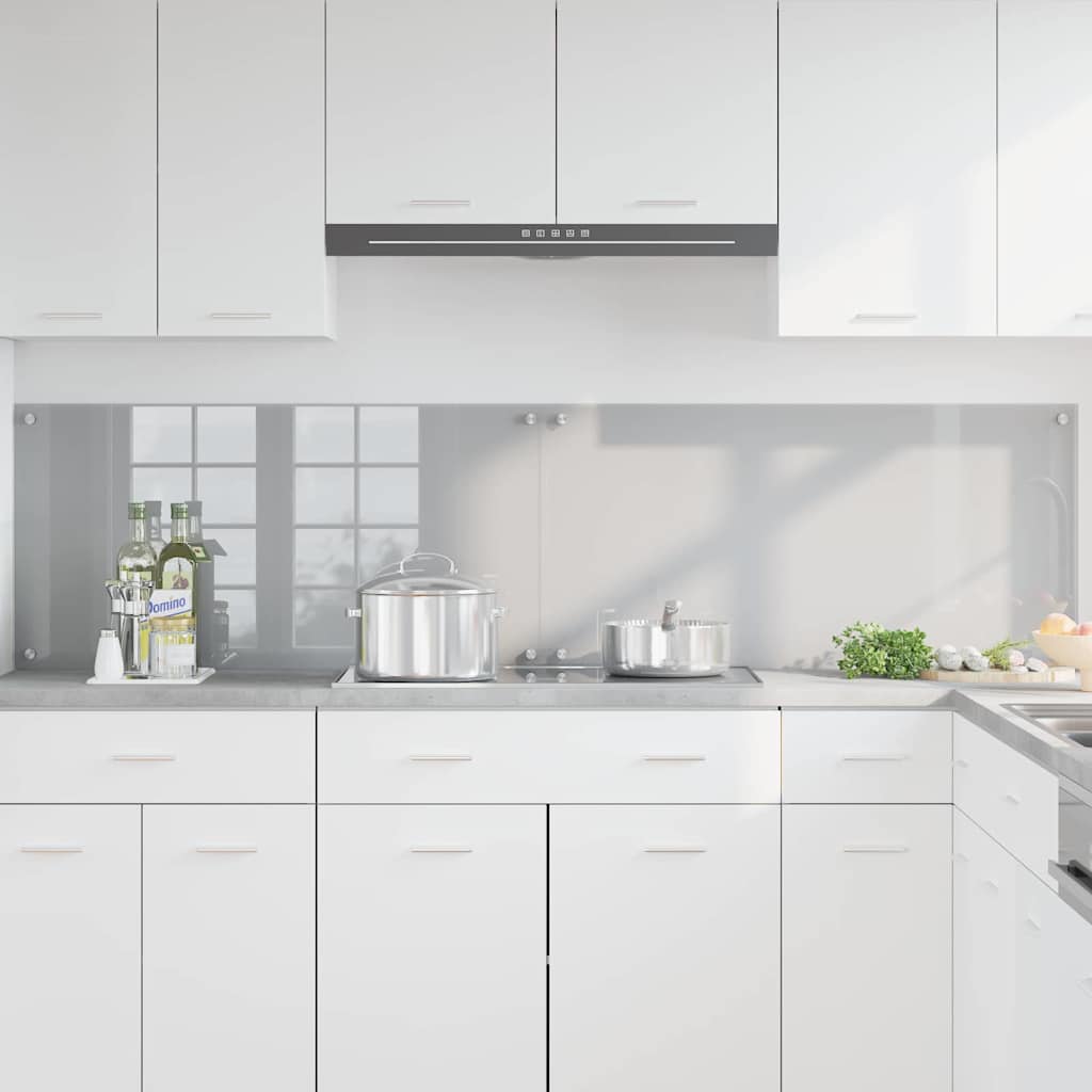 Kitchen Backsplash 2 pcs Light Grey 100 x 50 cm Tempered Glass