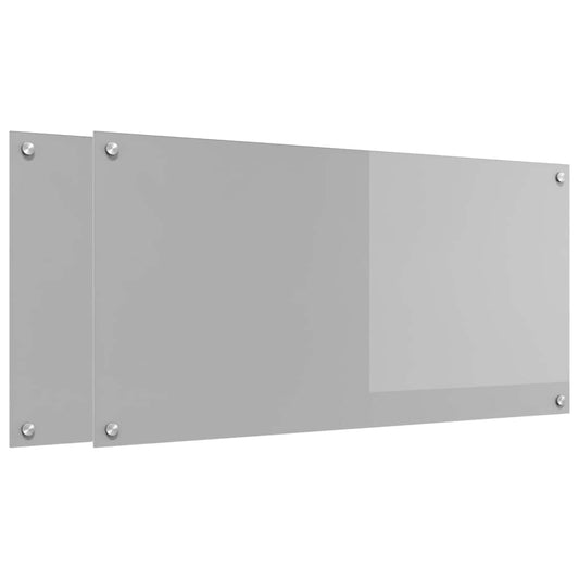 Kitchen Backsplash 2 pcs Light Grey 100 x 50 cm Tempered Glass