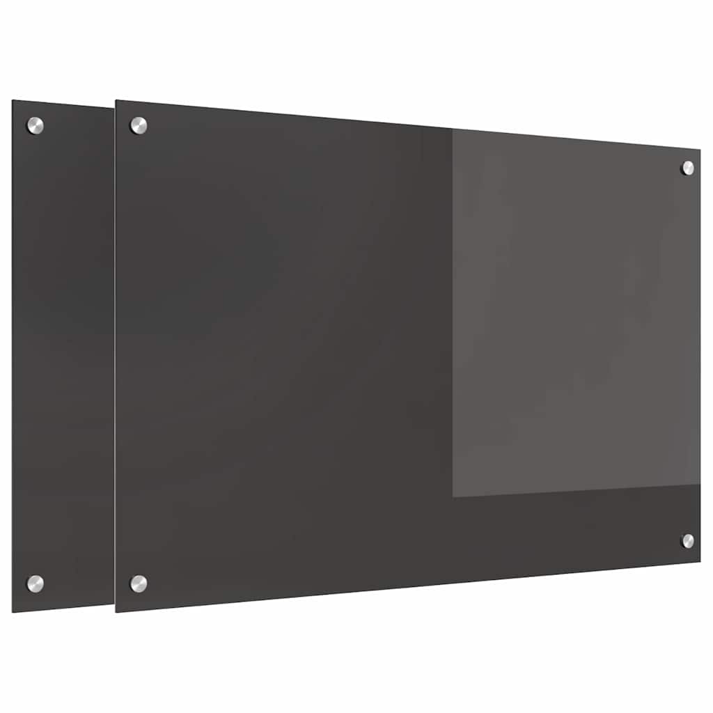 Kitchen Backsplash 2 pcs Dark Grey 90 x 60 cm Tempered Glass