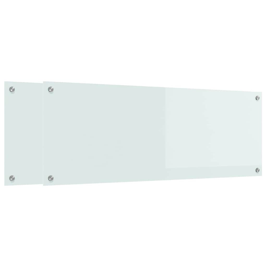 Kitchen Backsplash 2 pcs White 110 x 40 cm Tempered Glass