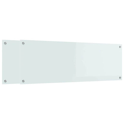 Kitchen Backsplash 2 pcs White 120 x 40 cm Tempered Glass