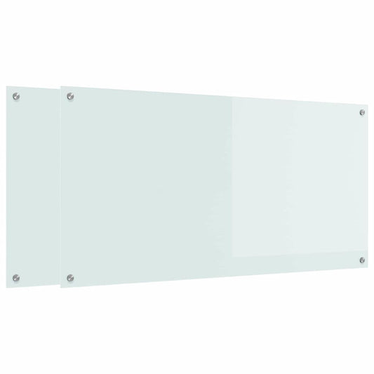 Kitchen Backsplash 2 pcs White 120 x 60 cm Tempered Glass
