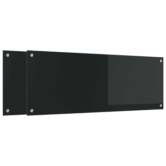 Kitchen Backsplash 2 pcs Black 110 x 40 cm Tempered Glass