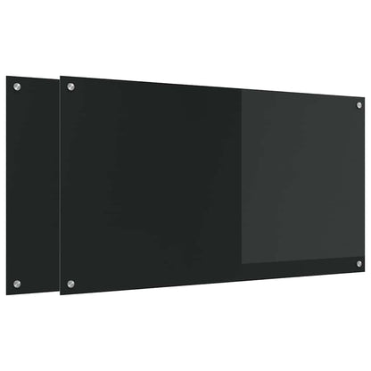 Kitchen Backsplash 2 pcs Black 110 x 60 cm Tempered Glass