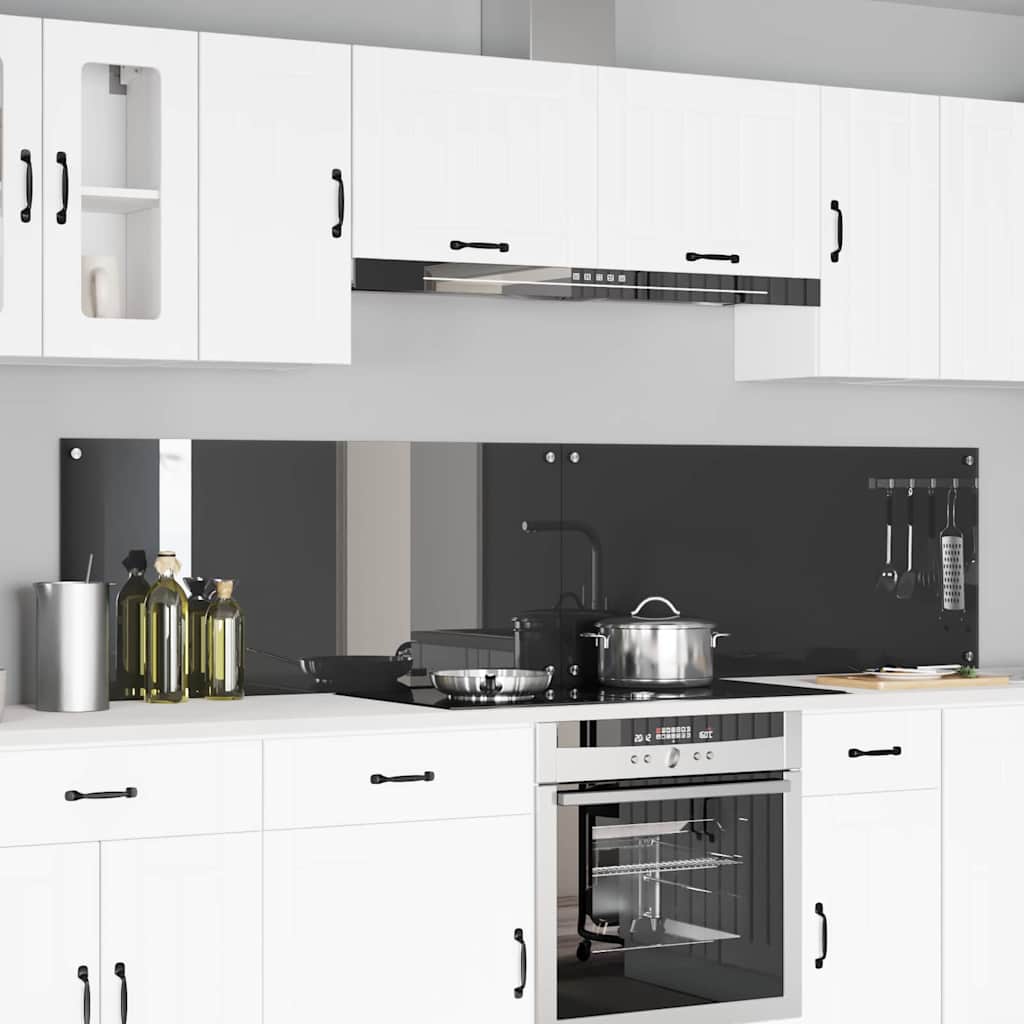 Kitchen Backsplash 2 pcs Dark Grey 110 x 50 cm Tempered Glass