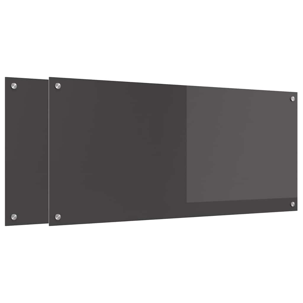 Kitchen Backsplash 2 pcs Dark Grey 110 x 50 cm Tempered Glass