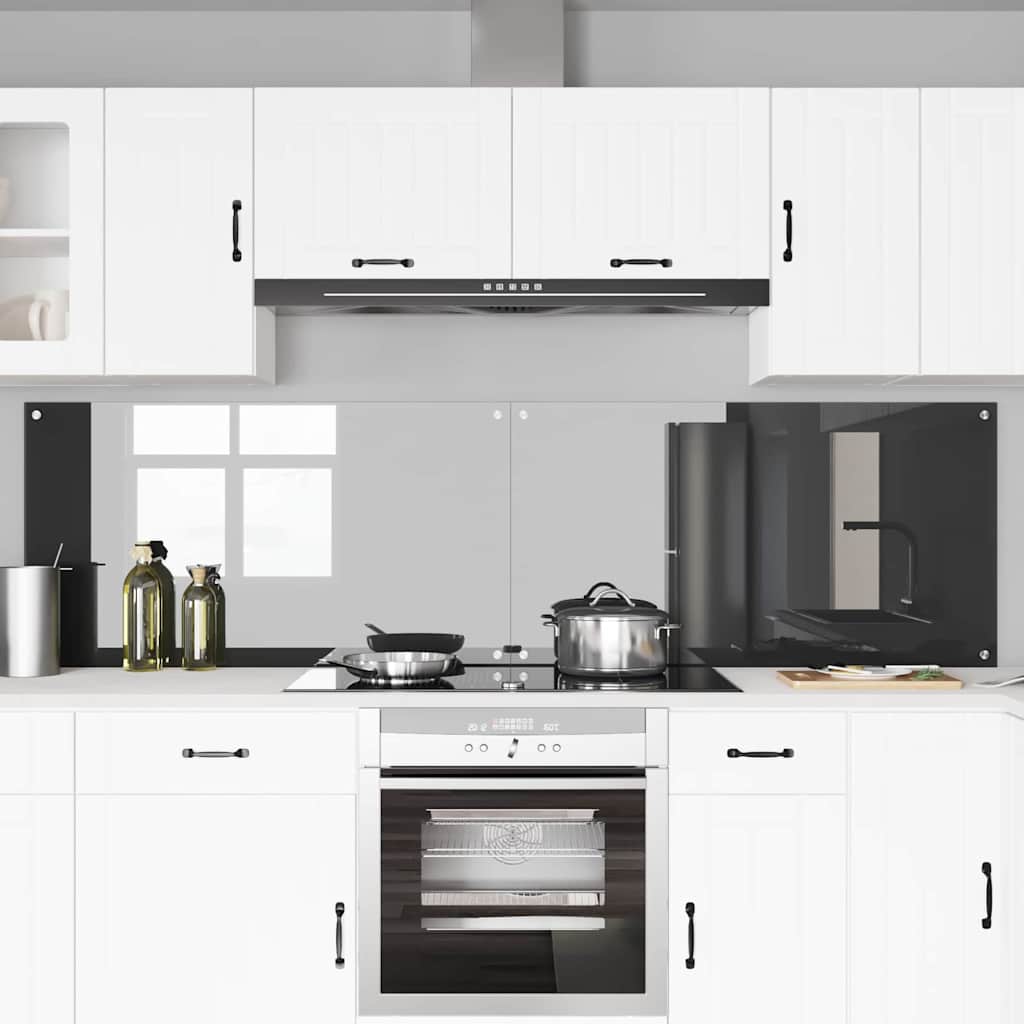 Kitchen Backsplash 2 pcs Dark Grey 110 x 60 cm Tempered Glass
