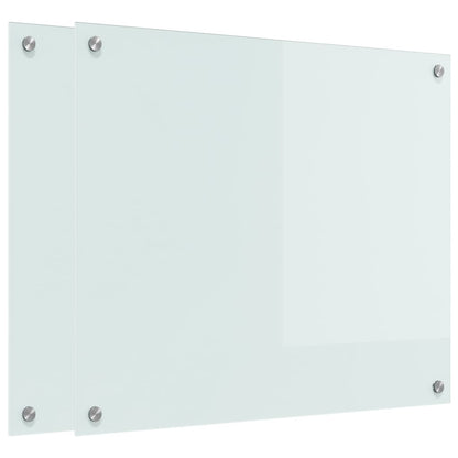 Kitchen Backsplash 2 pcs White 70 x 60 cm Tempered Glass