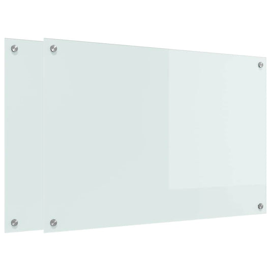 Kitchen Backsplash 2 pcs White 90 x 60 cm Tempered Glass