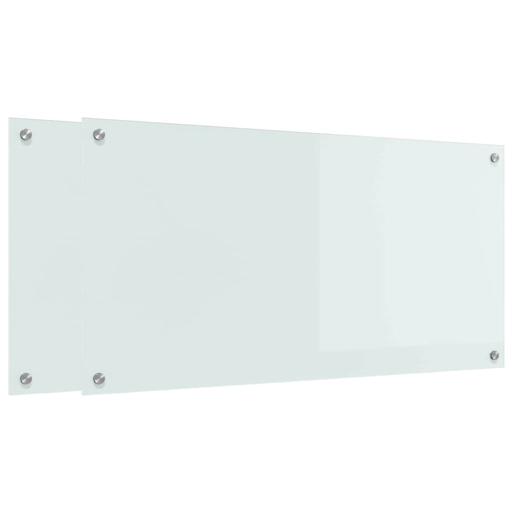 Kitchen Backsplash 2 pcs White 100 x 50 cm Tempered Glass