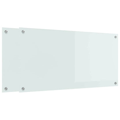 Kitchen Backsplash 2 pcs White 100 x 50 cm Tempered Glass