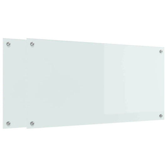 Kitchen Backsplash 2 pcs White 100 x 50 cm Tempered Glass