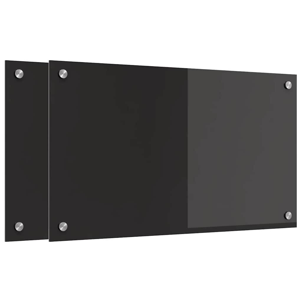 Kitchen Backsplash 2 pcs Black 70 x 40 cm Tempered Glass