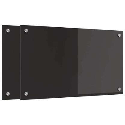 Kitchen Backsplash 2 pcs Black 70 x 40 cm Tempered Glass