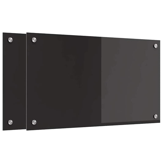 Kitchen Backsplash 2 pcs Black 70 x 40 cm Tempered Glass