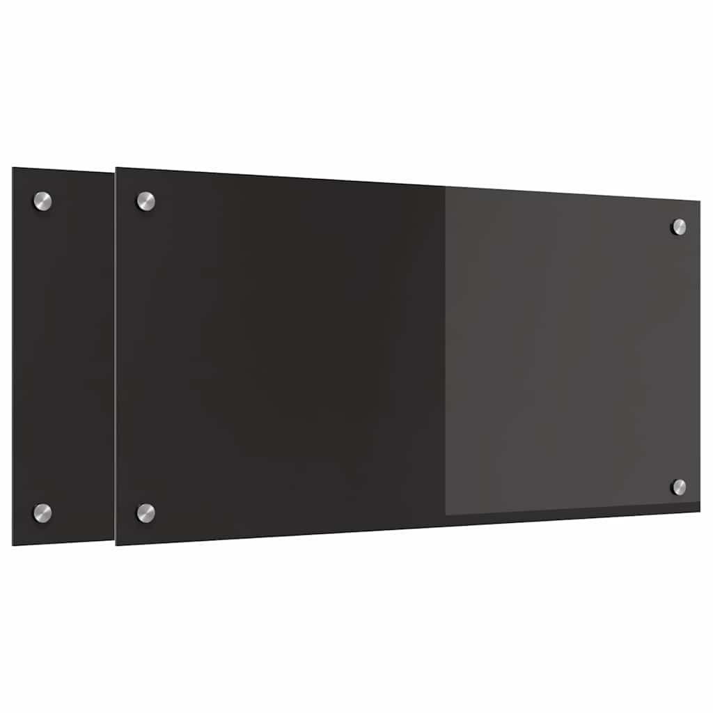 Kitchen Backsplash 2 pcs Black 80 x 40 cm Tempered Glass