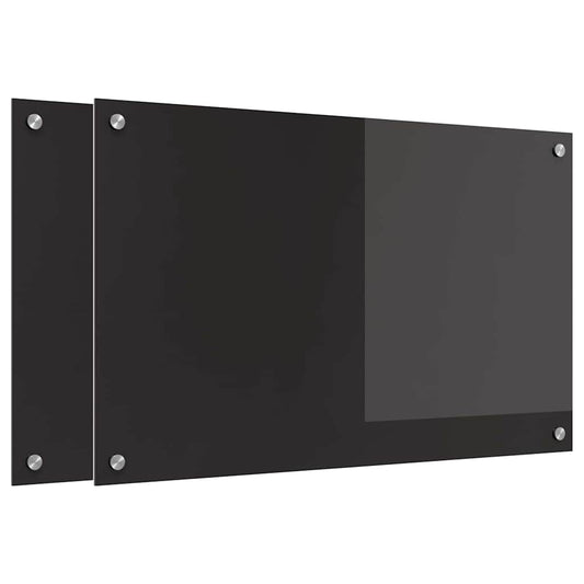 Kitchen Backsplash 2 pcs Black 80 x 50 cm Tempered Glass